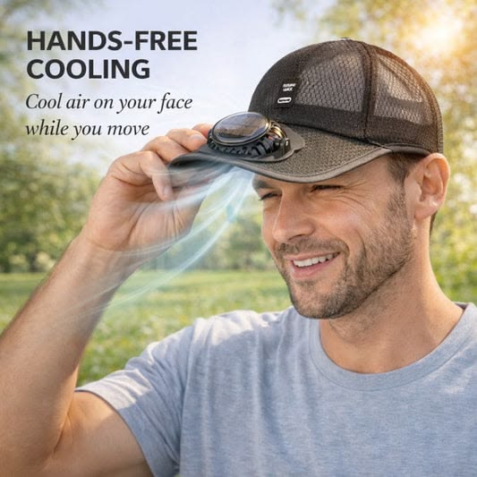 Cap with Solar Powered Cooling Fan – Stay Cool Anywhere