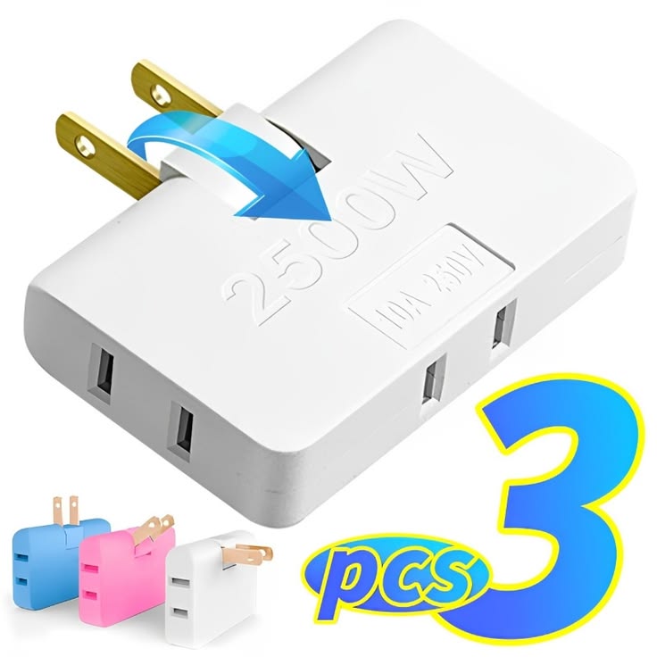 3 in 1 180° Rotating Socket Adaptor – Multi-Function Power Extension Adapter