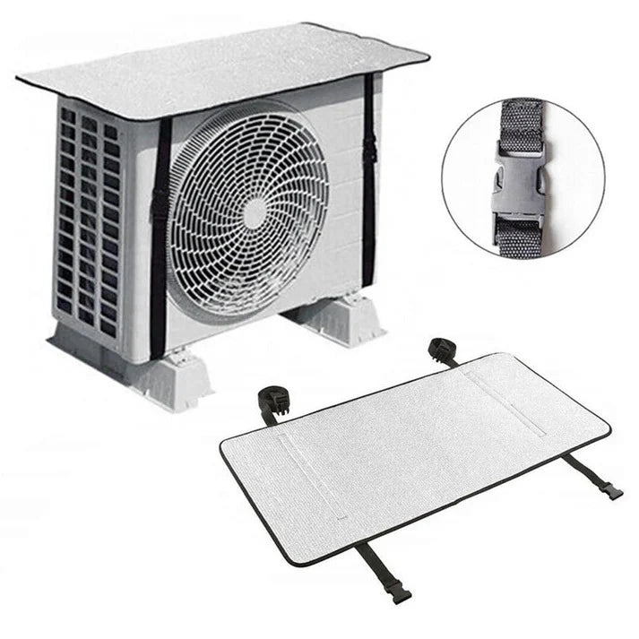 AC Outdoor Unit Protector Aluminium Cover with Adjustable Straps | Weatherproof Air Conditioner Outdoor Cover