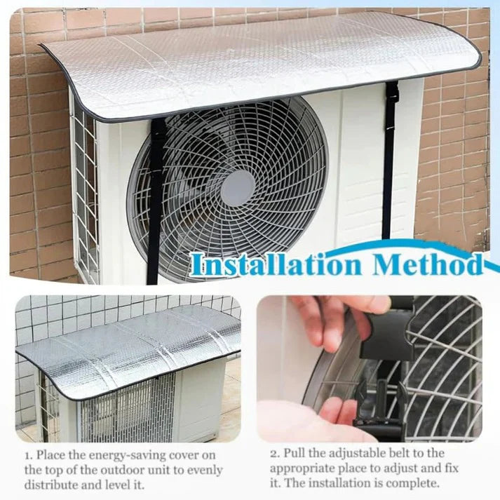 AC Outdoor Unit Protector Aluminium Cover with Adjustable Straps | Weatherproof Air Conditioner Outdoor Cover