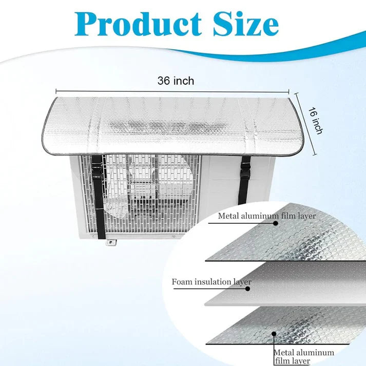 AC Outdoor Unit Protector Aluminium Cover with Adjustable Straps | Weatherproof Air Conditioner Outdoor Cover