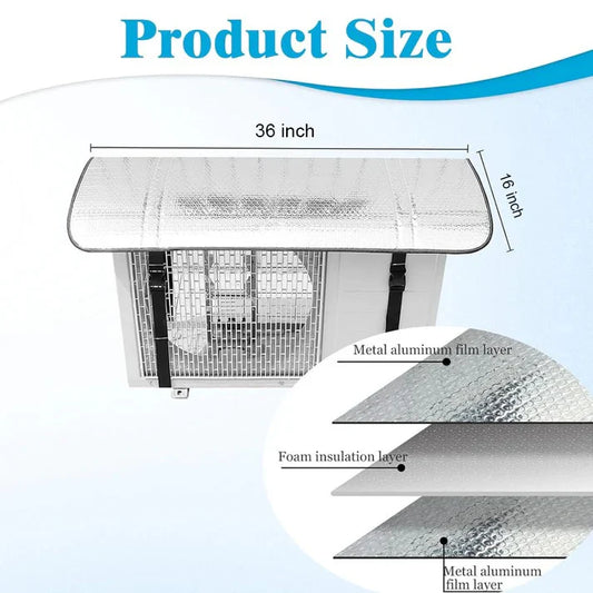 AC Outdoor Unit Protector Aluminium Cover with Adjustable Straps | Weatherproof Air Conditioner Outdoor Cover